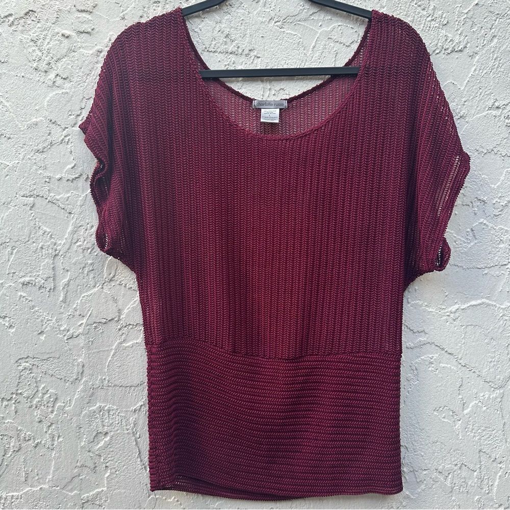 Charlotte Russe Burgundy Short Sleeve Knit Top